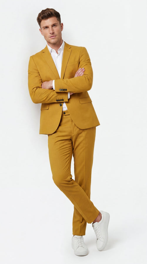 Men’s Gold Mustard Color Suit – Wedding & Prom Formal Suit Outfit, Modern Blazer and Pants