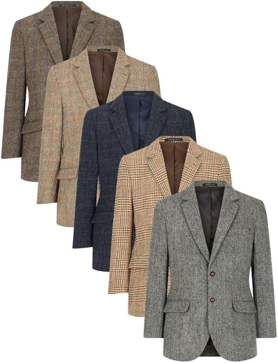 Walker and Hawkes Harris Tweed Blakemore Blazer for Men - Hand-Woven Wool Tweed Jacket with Polyester Lining, Regular Fit - 36 Short