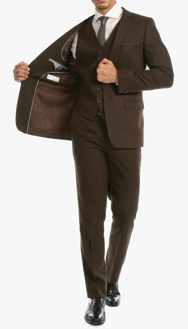 1920's Men's Clothing - Tweed Suit - Herringbone 1920s Mens Suit  - Vintage Cognac  Suit - 38 Short Jacket+32 Waist Adjustable 28to34)(Height: 5 4 to5 7 )(Neck  15-16.5)S-M)