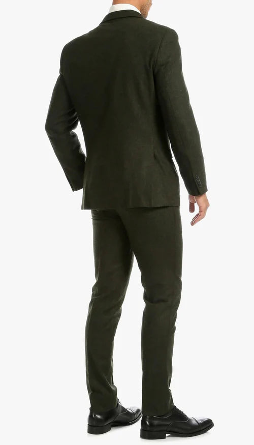 1920's Men's Clothing - Tweed Suit - Herringbone 1920s Mens Suit  - Vintage Hunter Green Tweed  Suit - 38 Short Jacket+32 Waist Adjustable 28to34)(Height: 5 4 to5 7 )(Neck  15-16.5)S-M)