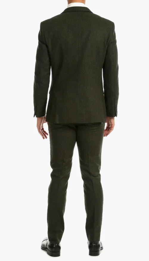 1920's Men's Clothing - Tweed Suit - Herringbone 1920s Mens Suit  - Vintage Hunter Green Tweed  Suit - 38 Short Jacket+32 Waist Adjustable 28to34)(Height: 5 4 to5 7 )(Neck  15-16.5)S-M)