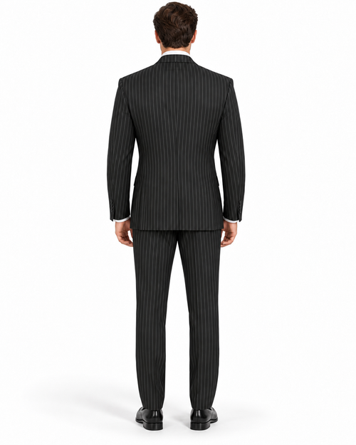 Black Pinstripe Suit - Gangster Suit - 1920's Suit - Double Breasted Suit