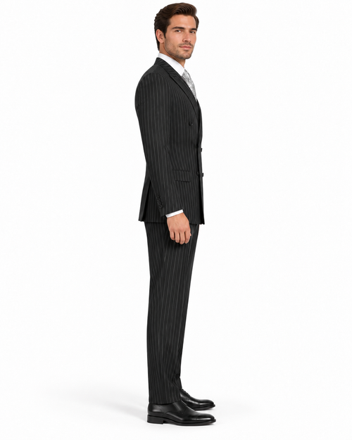 Black Pinstripe Suit - Gangster Suit - 1920's Suit - Double Breasted Suit