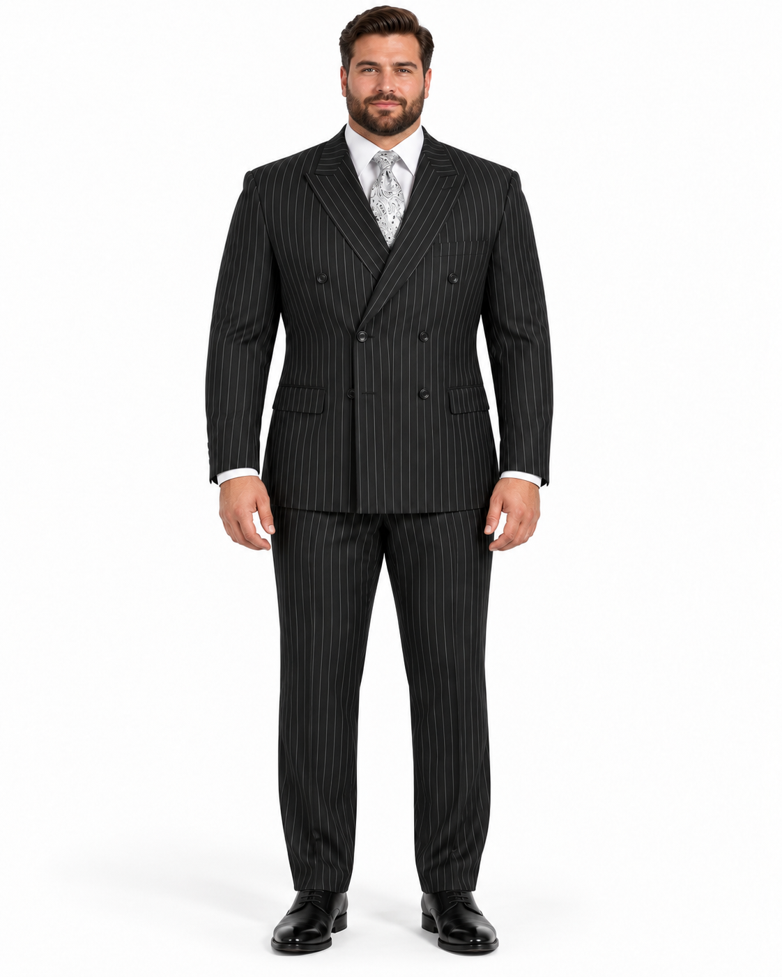 Black Pinstripe Suit - Gangster Suit - 1920's Suit - Double Breasted Suit