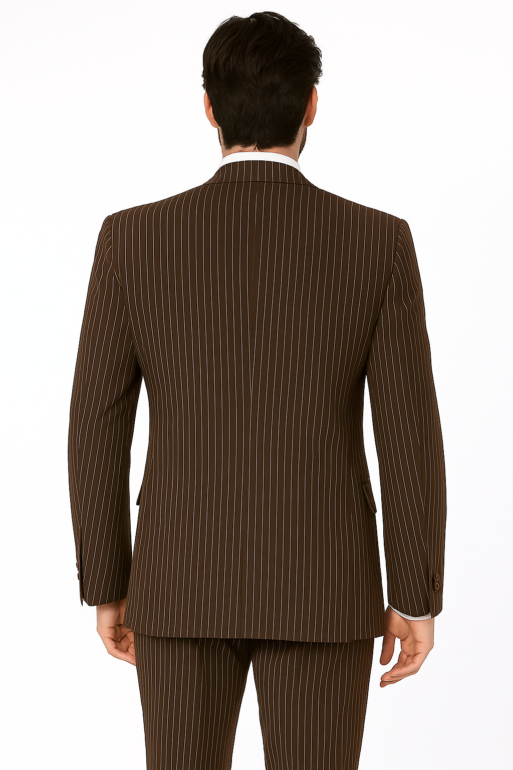 1920s Mens Suit - 1920s Mens Outfit - 1920s costume Bold Pinstripe Wide Suit in Brown - New Arrival - 38 Short Jacket+32 Waist Adjustable 28to34)(Height: 5 4 to5 7 )(Neck  15-16.5)S-M)
