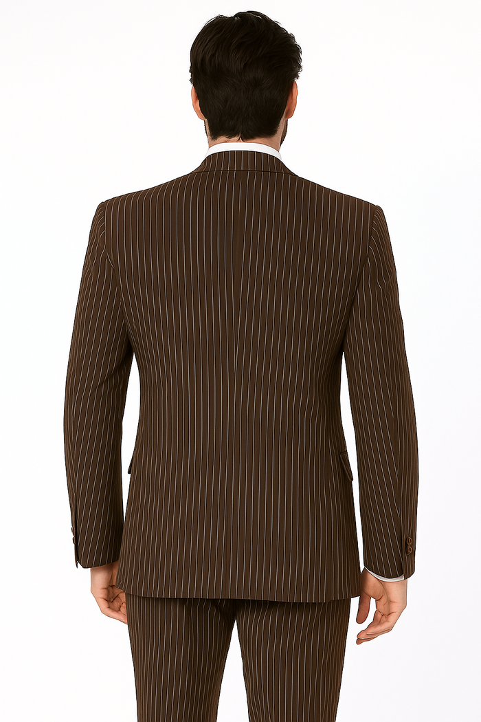 1920s Mens Suit - 1920s Mens Outfit - 1920s costume Bold Pinstripe Wide Suit in Brown - New Arrival