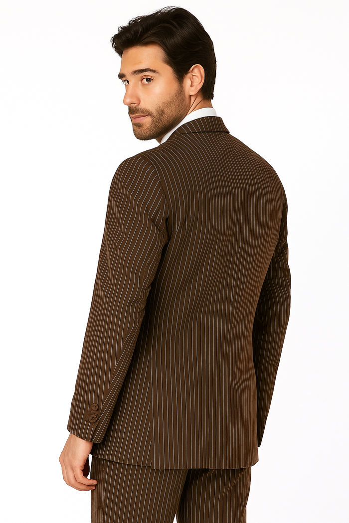 1920s Mens Suit - 1920s Mens Outfit - 1920s costume Bold Pinstripe Wide Suit in Brown - New Arrival