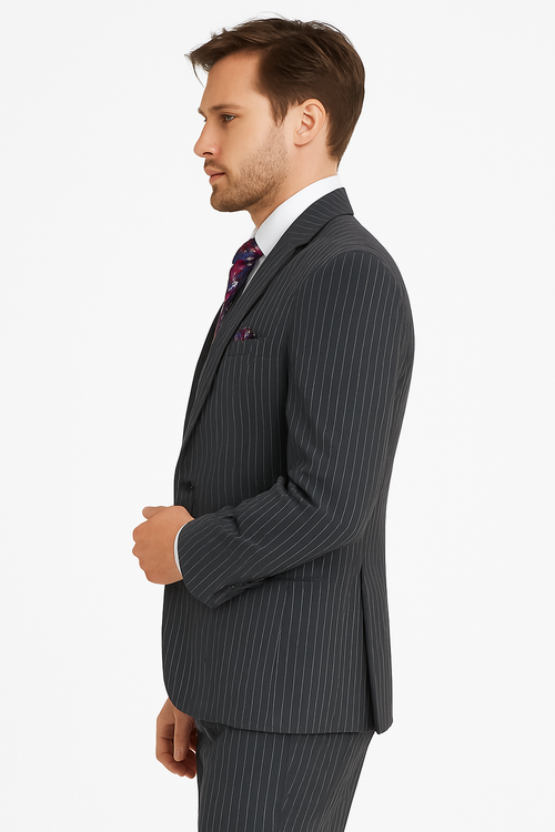 1920s Mens Suit - 1920s Mens Outfit - 1920s costume Bold Pinstripe Wide Suit in Grey suit - New Arrival