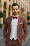 1920s Mens Vested Bold Gangster Pinstripe Suit in Burgundy