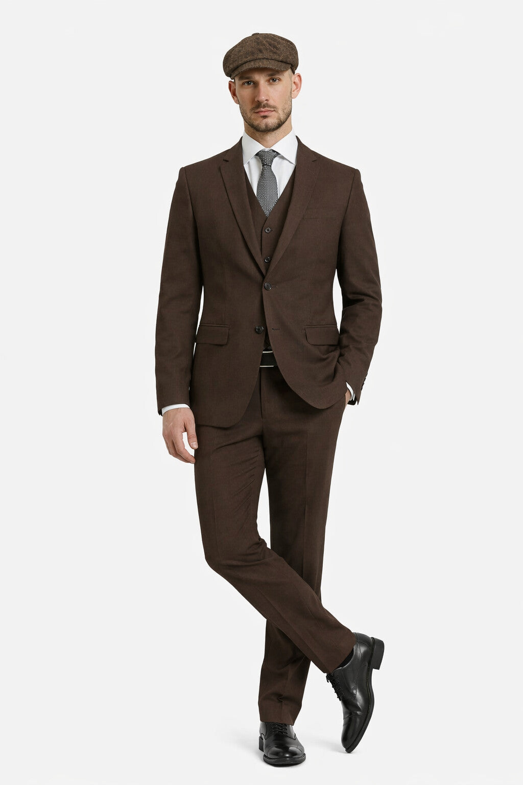 1920's Men's Clothing - Tweed Suit - Herringbone 1920s Mens Suit  - Vintage Cognac  Suit - 38 Short Jacket+32 Waist Adjustable 28to34)(Height: 5 4 to5 7 )(Neck  15-16.5)S-M)