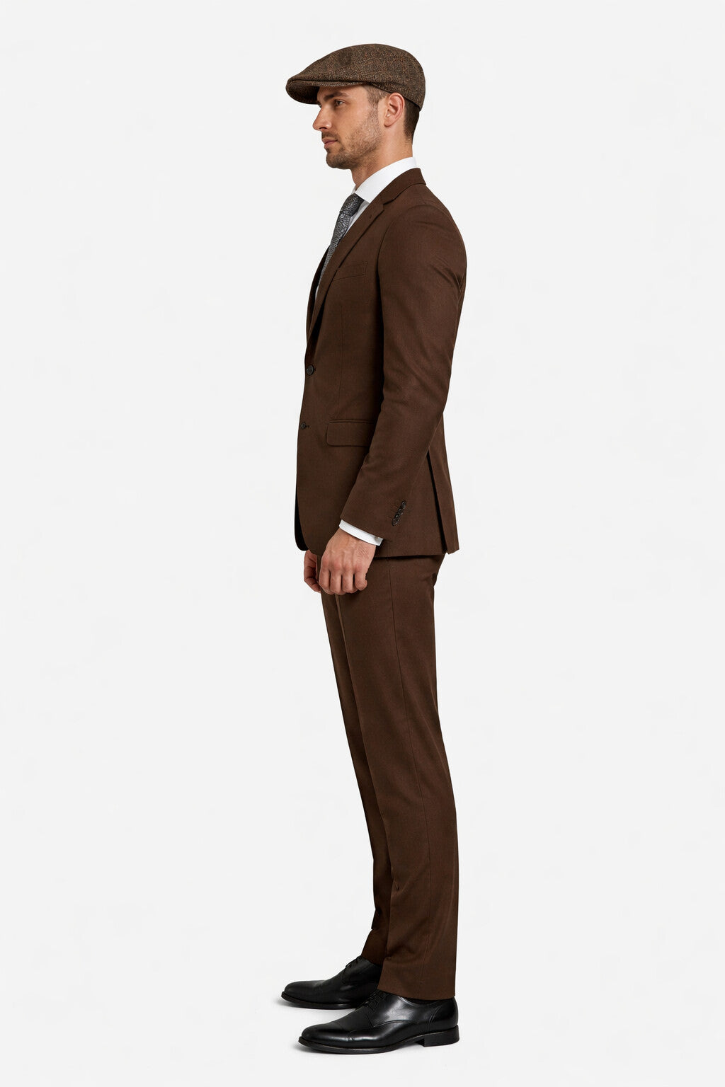 1920's Men's Clothing - Tweed Suit - Herringbone 1920s Mens Suit  - Vintage Cognac  Suit - 38 Short Jacket+32 Waist Adjustable 28to34)(Height: 5 4 to5 7 )(Neck  15-16.5)S-M)