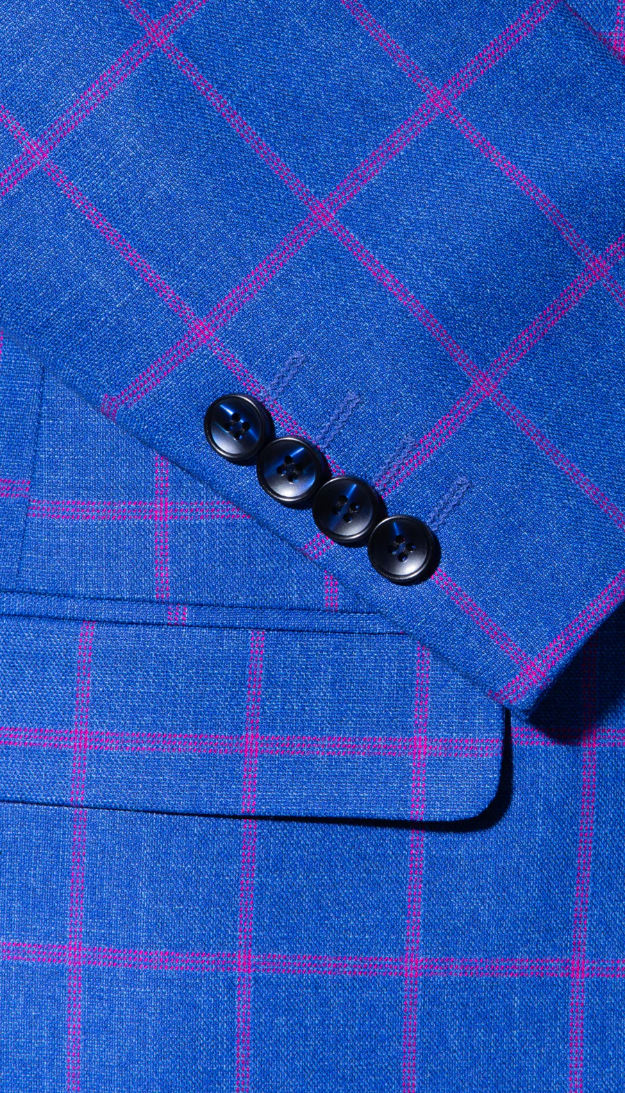 Mens Slim Fit Plaid Suit in Blue – Elegant 3 Piece Formal Set - 34 Short or Extra Small