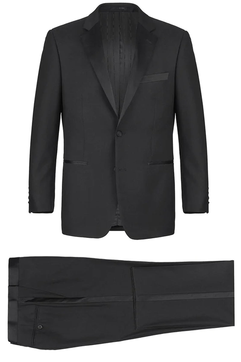 "Black Slim Fit Notch Tuxedo - Traditional Two Button Men's Suit"