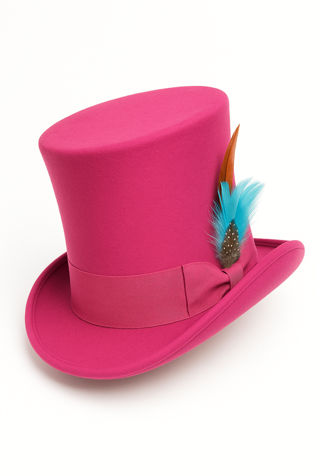 Victorian Steampunk Top Hat - 1800 19th Century - Dressy Loden Felt Top Hot Pink Fuschia Hat - S