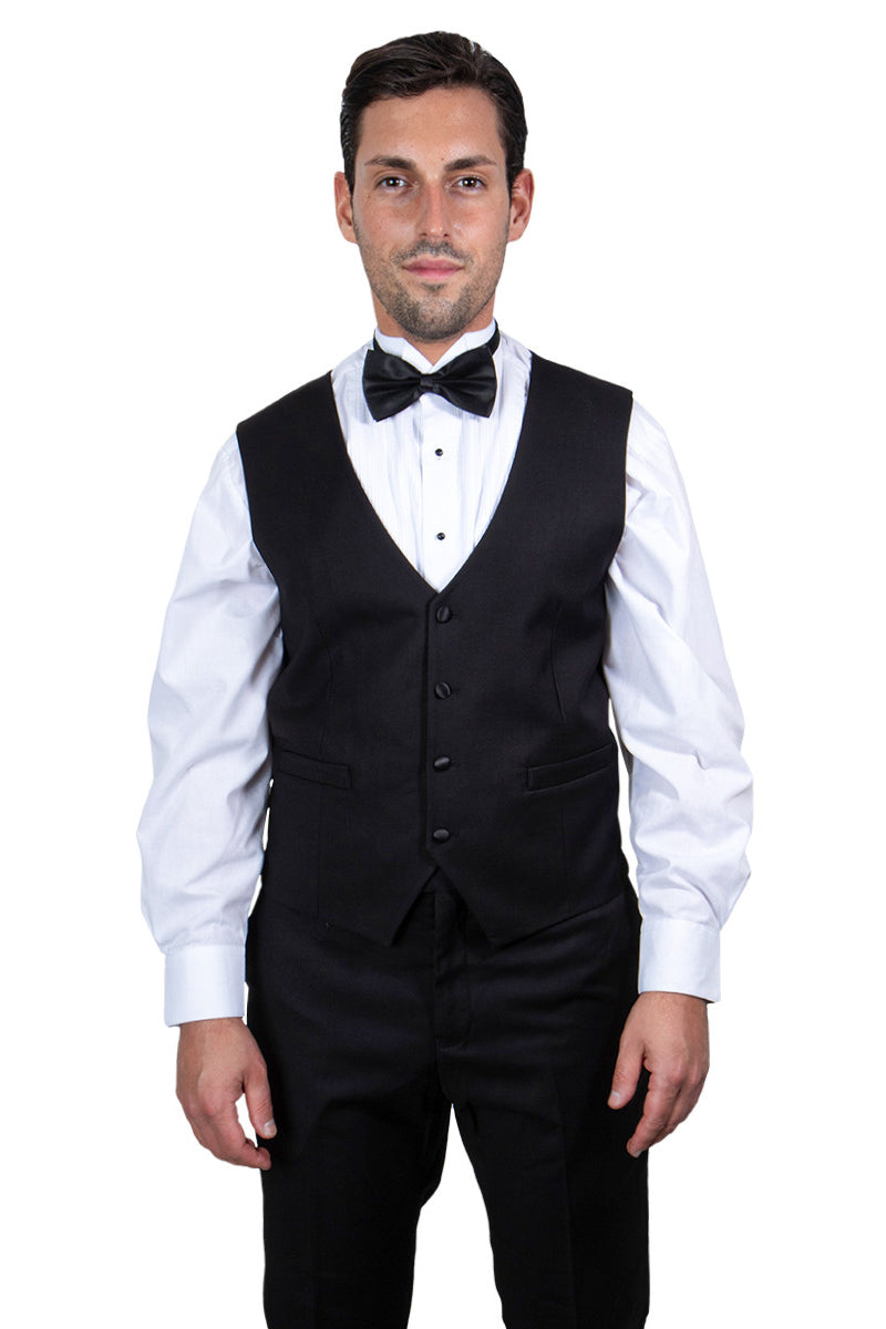 "Mens Stacy Adams Suit - Stacy Adams Suit Men's Black One Button Shawl Lapel Vested Tuxedo" - 34 Regular