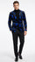 Men’s Black and Royal Blue Patterned Blazer – Paisley Floral Sport Coat Prom Jacket