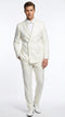 Men’s Ivory Double Breasted Tuxedo Dinner Jacket – Textured Blazer Paisley Texture Pattern in Off White Cream Color + Bowtie