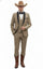 Men’s Western Cowboy Suit – 3-Piece Tan Tuxedo with Black Lapel, Vest, and Pants Beige  Color