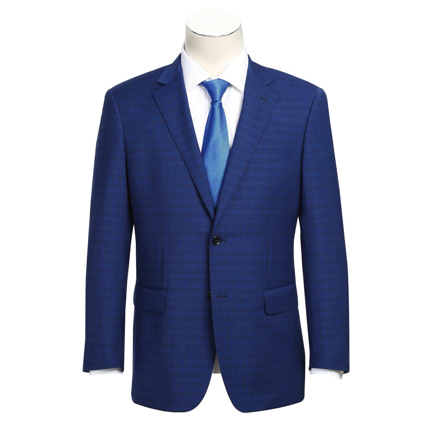 564-2 Men's Classic Fit Wool Blend Checked Suit - 38Lx32W