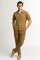 Mens Mocha Brown Short Sleeve Knit Walking Suit – Two-Piece Casual Button Down Set in Taupe Coffee Color