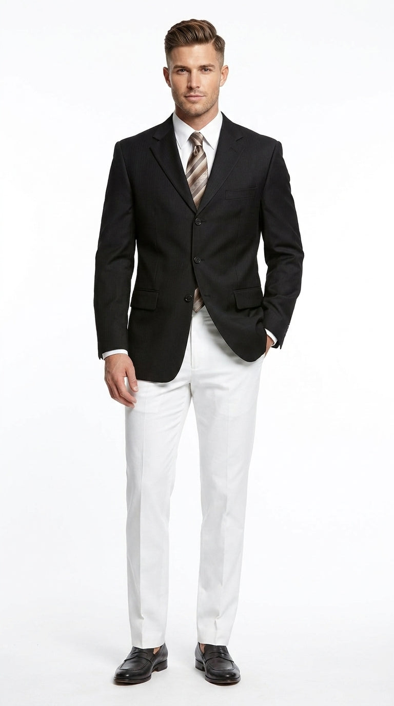 Men’s Black Three Button Blazer – Classic Formal Suit Jacket for Business, Office, Sport Coat - 36 Short