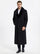 Men’s Black Long Overcoat with Faux Fur Collar, Full Length Winter Topcoat for Formal and Business Wear