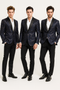 Men’s Navy Blue Sequin Tuxedo Jacket with Black Satin Shawl Lapel – Luxury Prom and Wedding Blazer