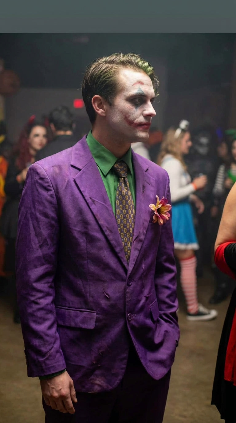 Men’s Purple Joker Blazer Dark Knight Inspired Jacket – Classic Villain Style Party Blazer, Halloween Costume Suit Jacket, Stylish Themed Wear - 36 Short