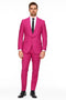 Mens Hot Pink Tuxedo Dinner Jacket + Pants with Shawl Lapel – Slim Fit 2-Piece Suit for Weddings, Proms Suit in Fuchsia Colors