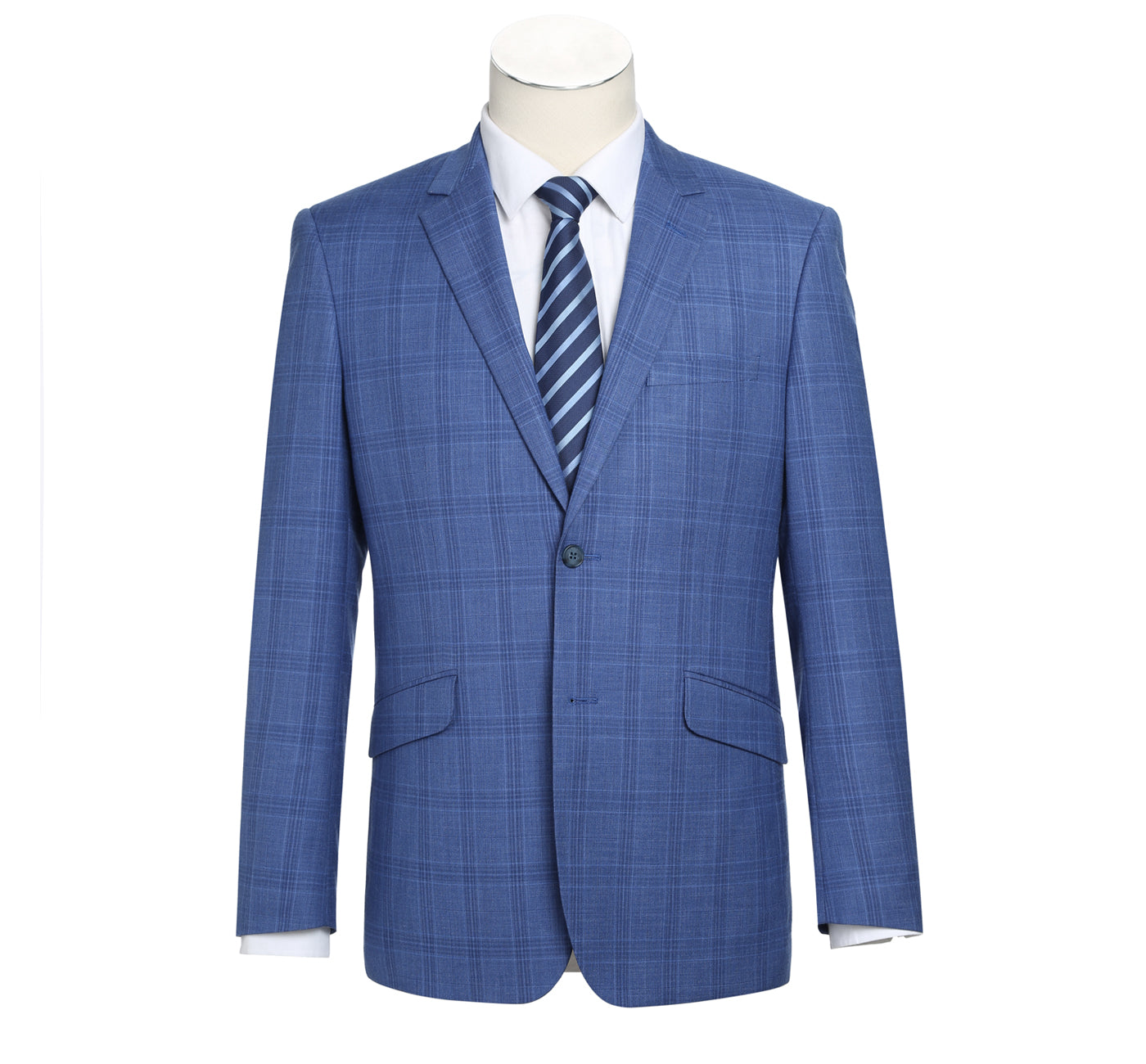 293-10 Men's 2-Piece Slim Fit Windowpane Check Dress Stretch Suit - 38Lx32W