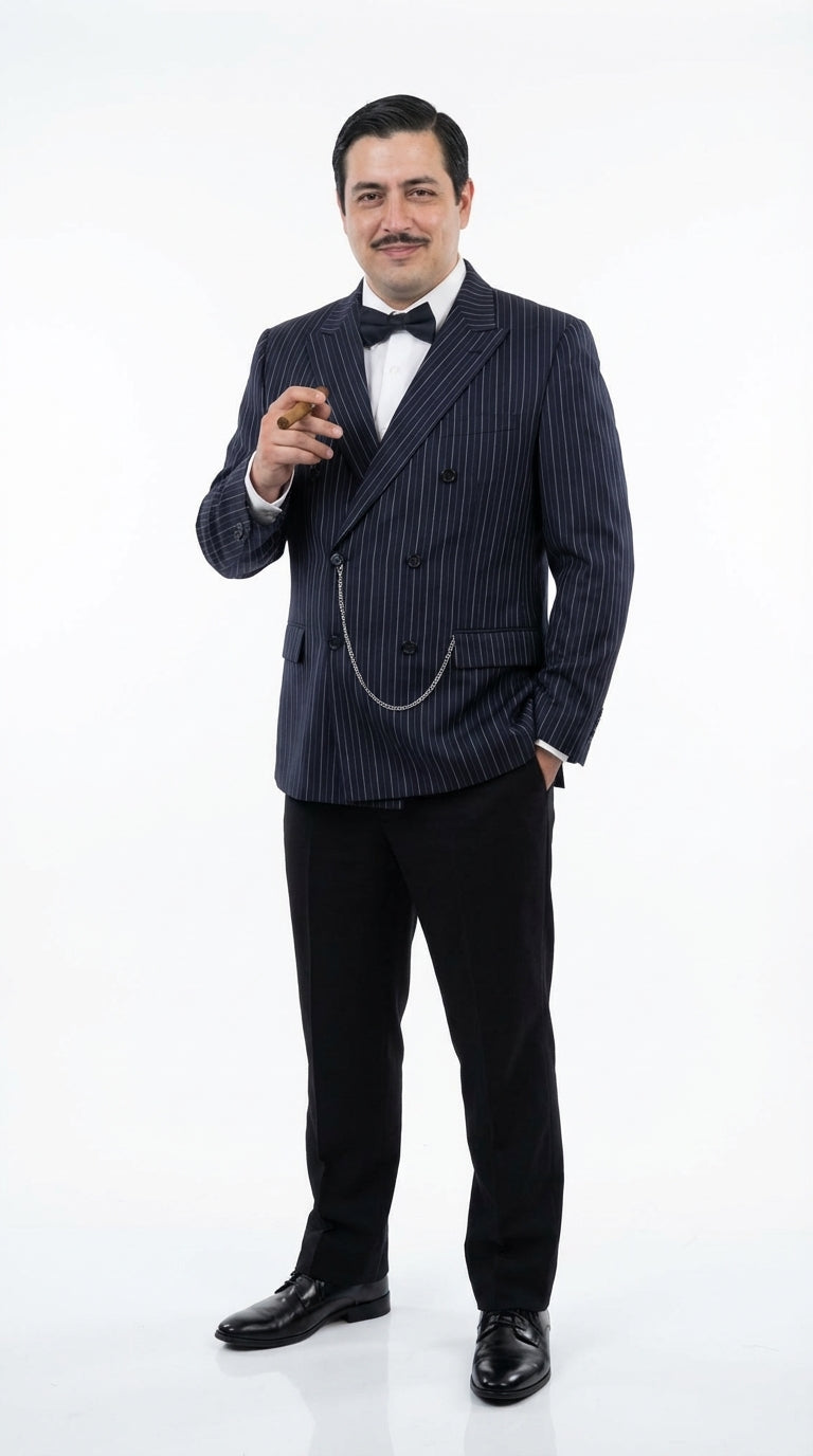 Men’s Black Pinstripe Blazer Gomez Addams Inspired Jacket – Vintage Double Breasted Formal Blazer, Classic Party Costume Wear, Elegant Evening - 36 Short