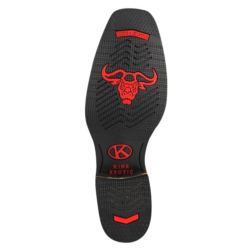 Men's King Exotic Elephant Skin Boots Rubber Sole & Saddle Square Toe Handcrafted Black (48167005) - 6 E