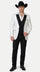 Mens White Paisley Cowboy Tuxedo with Black Satin Lapel – Western Formal Wedding Suit Jacket