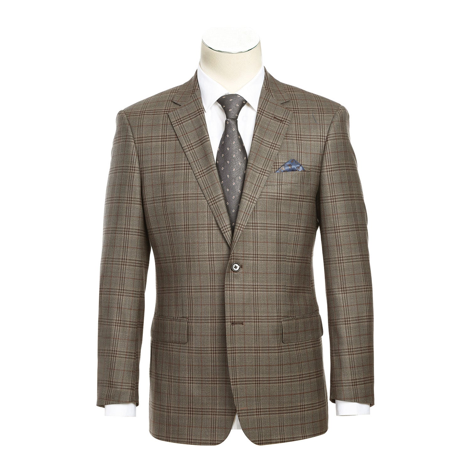 563-12 Men's Slim Fit Wool Checked Suits - 38Lx32W