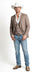 Mens Light Grey Cowboy Blazer with Double breasted Vest – Western Two Piece Suit Pants included