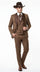 Men’s Brown Pinstripe Western Cowboy Tuxedo, Contrast Shawl Lapel Formal Suit for Weddings, Prom, Parties, and Special Occasions