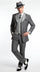 Men’s Grey Pinstripe 1920s Gangster 3 Piece Suit, Contrast Lapel Vintage Formal Suit for Parties, Prom, Weddings, and Theme Events
