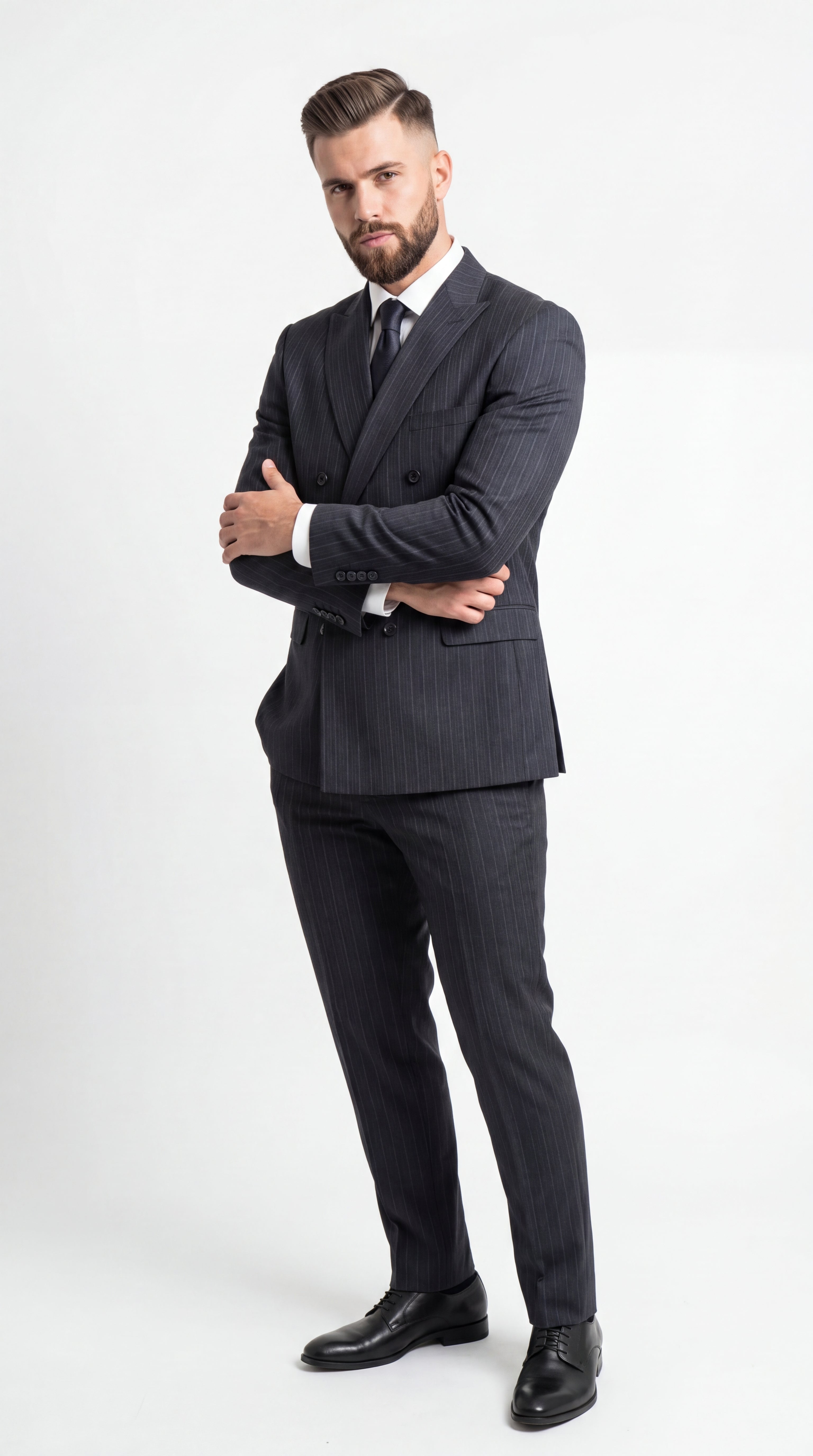 Men’s Black Pinstripe Double Breasted Suit – Classic Formal Business Suit Office and Evening Wear Modern Fit Conservative pattern - 34 Short or Extra Small