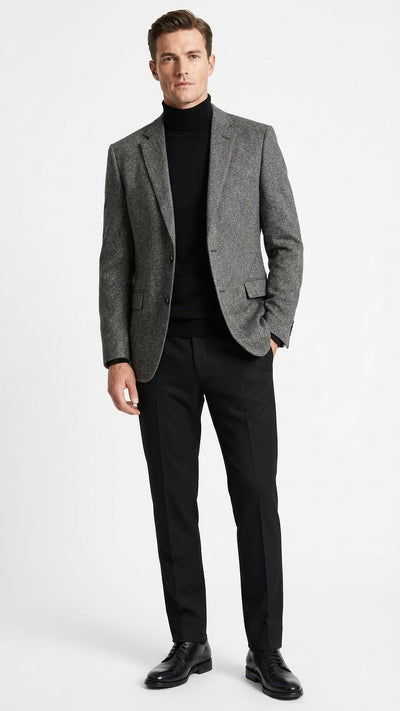 Mens Grey Tweed Herringbone Sport Coat - Gray Mens Blazer Suit Jacket
