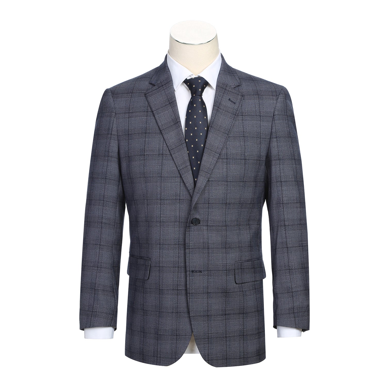 293-30 Men's Classic Fit Checked Suits - 38Lx32W