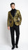 Mens Black and Gold Pattern Blazer – Gold Floral Luxury Formal Blazer Jacket for Prom, Wedding and Party Slim Fitted