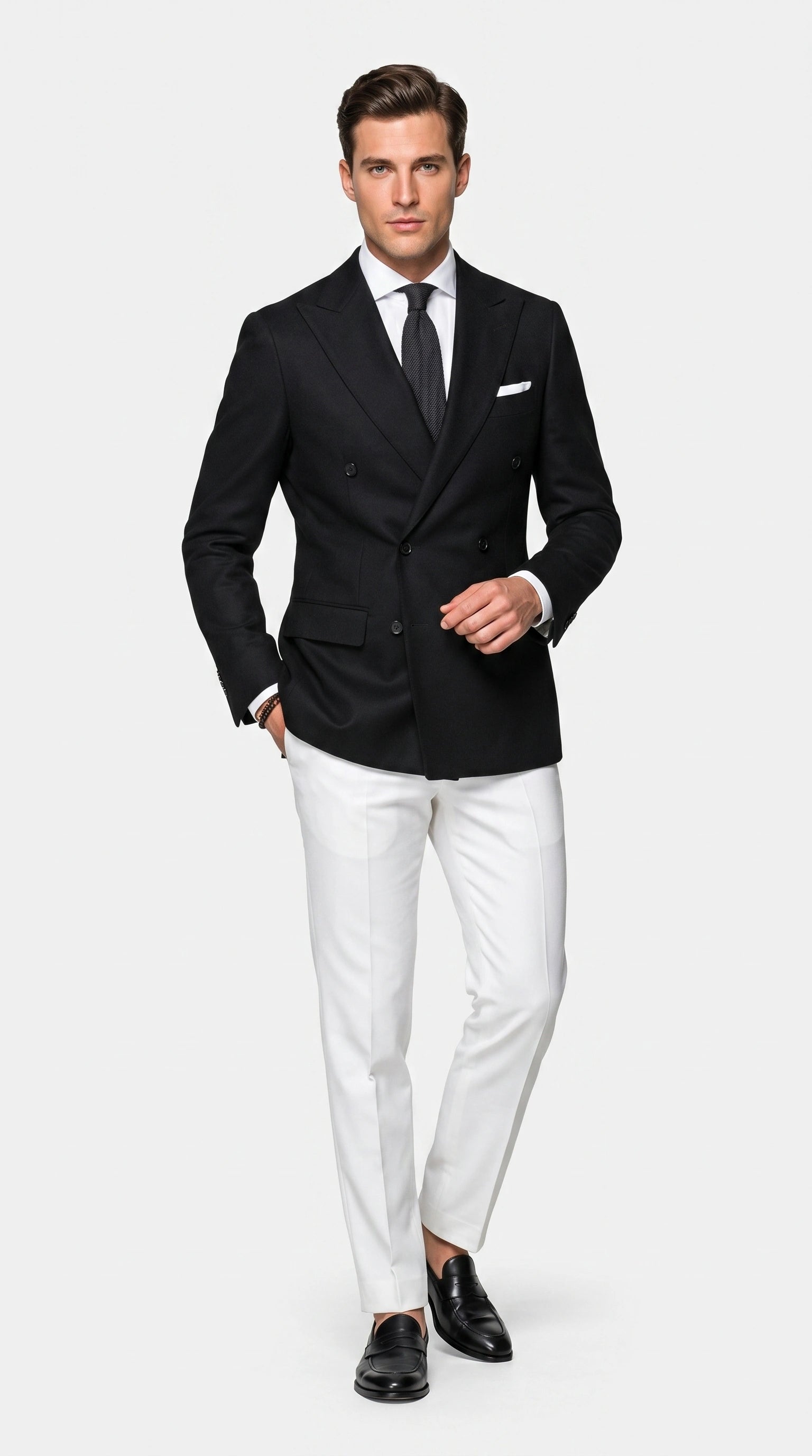 Men’s Black Double Breasted Blazer, Formal Wedding Business Casual Sport Coat Jacket - 36 Short