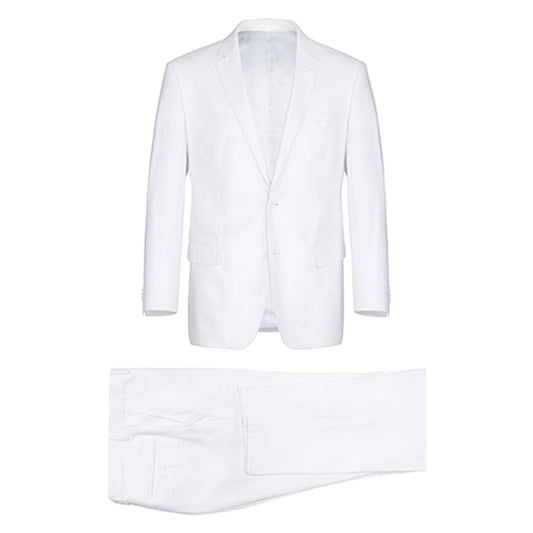 601-20 Men's Notch Lapels White Solid Linen Suits