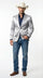 Mens Shiny Silver Cowboy Blazer â€“ Western Style Satin Finish Blazer for Party, Country Events and Evening Wear