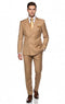 Mens Camel - Bronze - Goldish khaki Double-Breasted Suit – Luxury 2-Piece Formal Set with Gold Buttons and Peak Lapels by Rossi Man