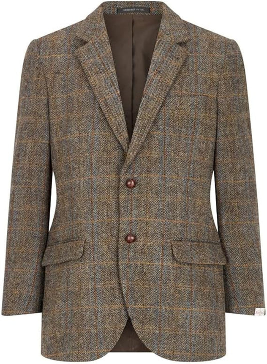 Walker and Hawkes Harris Tweed Blakemore Blazer for Men - Hand-Woven Wool Tweed Jacket with Polyester Lining, Regular Fit