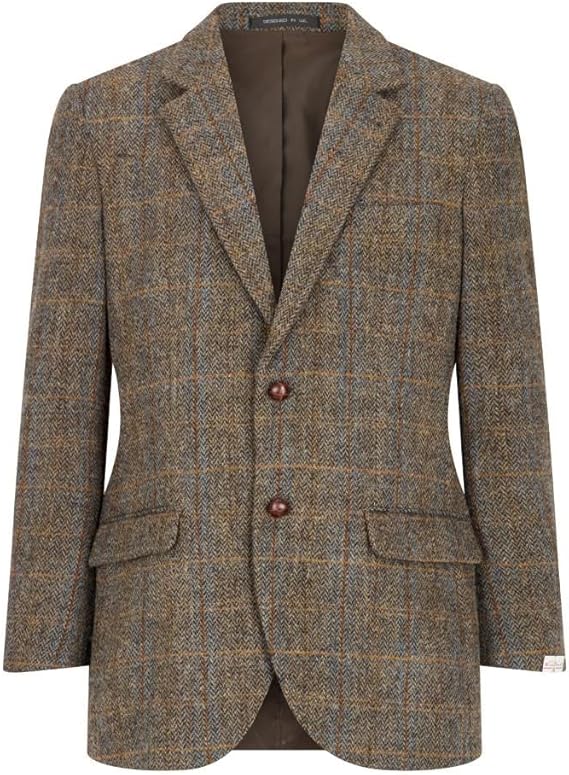 Walker and Hawkes Harris Tweed Blakemore Blazer for Men - Hand-Woven Wool Tweed Jacket with Polyester Lining, Regular Fit - 36 Short