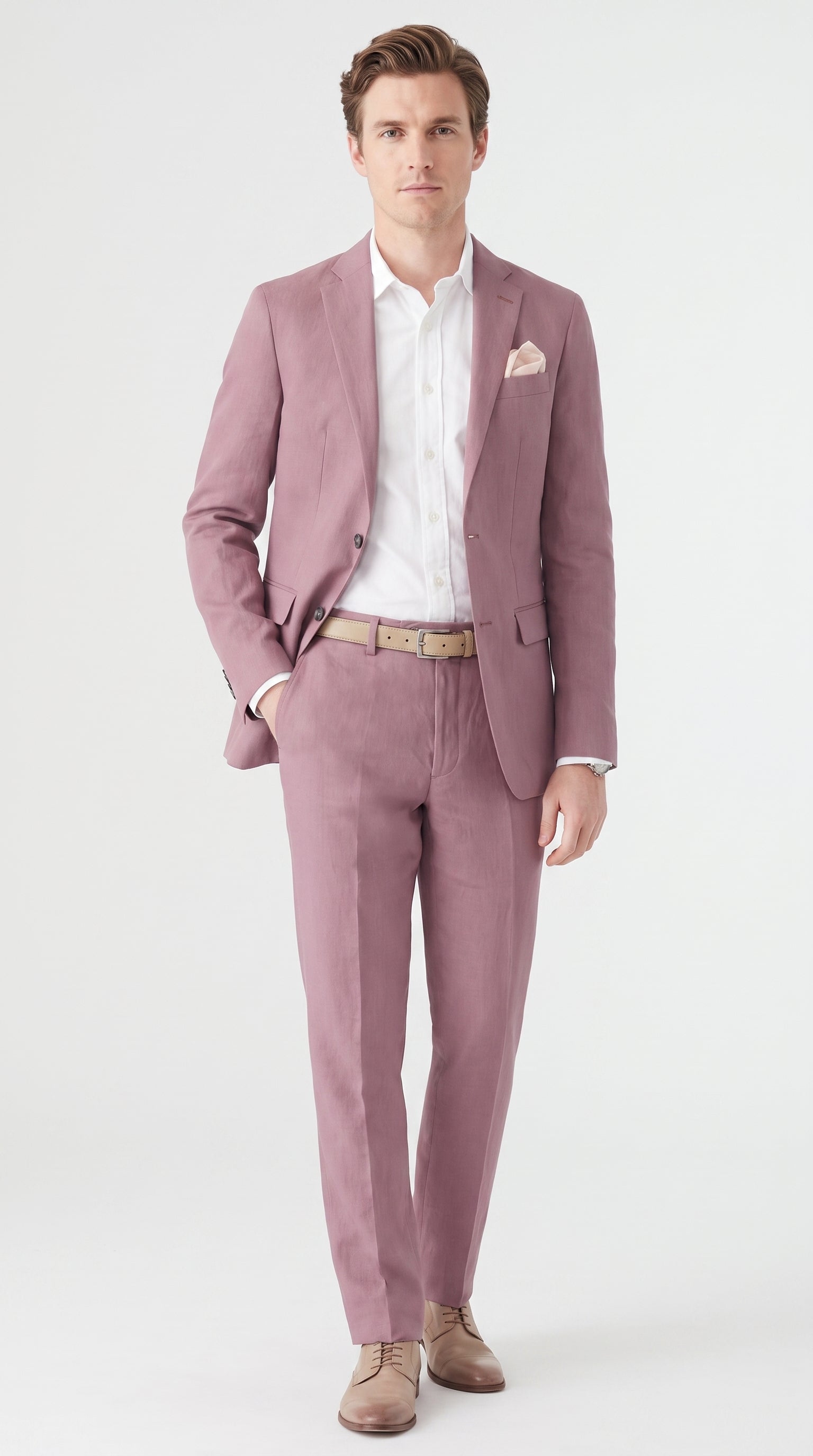 Men’s Mauve 2-Piece Suit – Two-Button Wedding, Prom and Business Suit - 34 Short or Extra Small