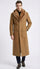 Men's Camel Brown Long Overcoat with Faux Fur Collar, Classic Winter Topcoat for Formal and Business Wear