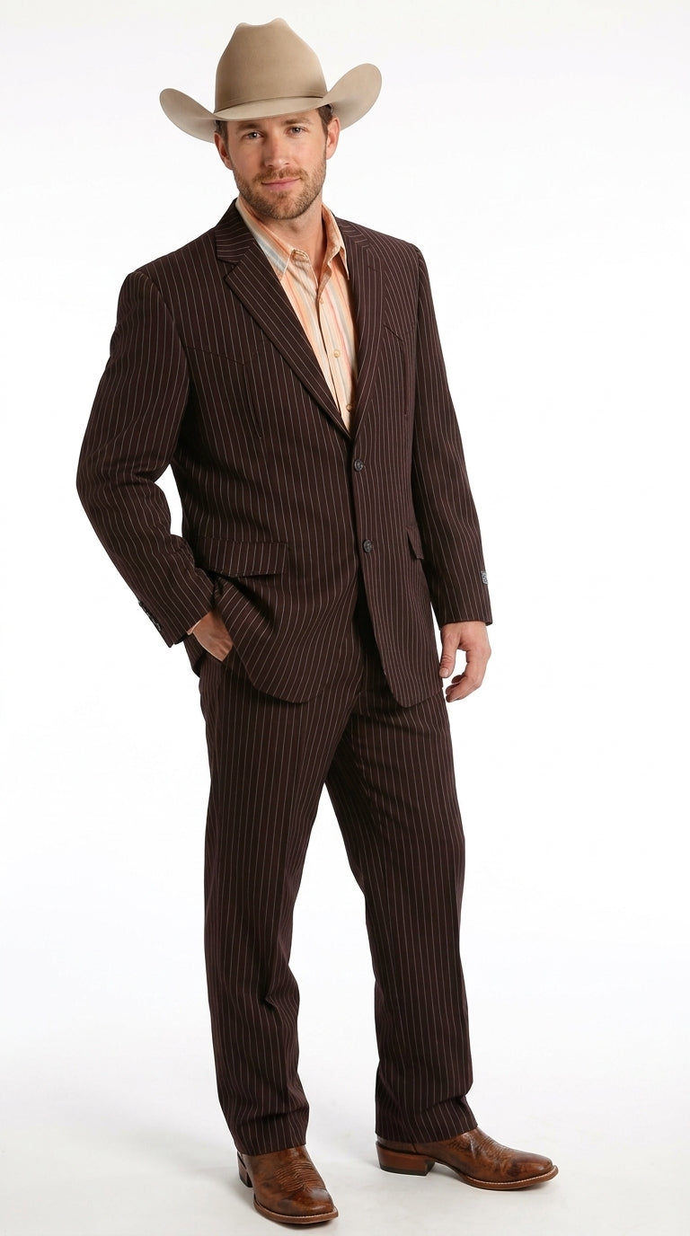 Men’s Pinstripe Western Suit – Classic Formal Blazer and Pant Set for Wedding, Traje Para Hombre Cowboy Style - 34 Short or Extra Small